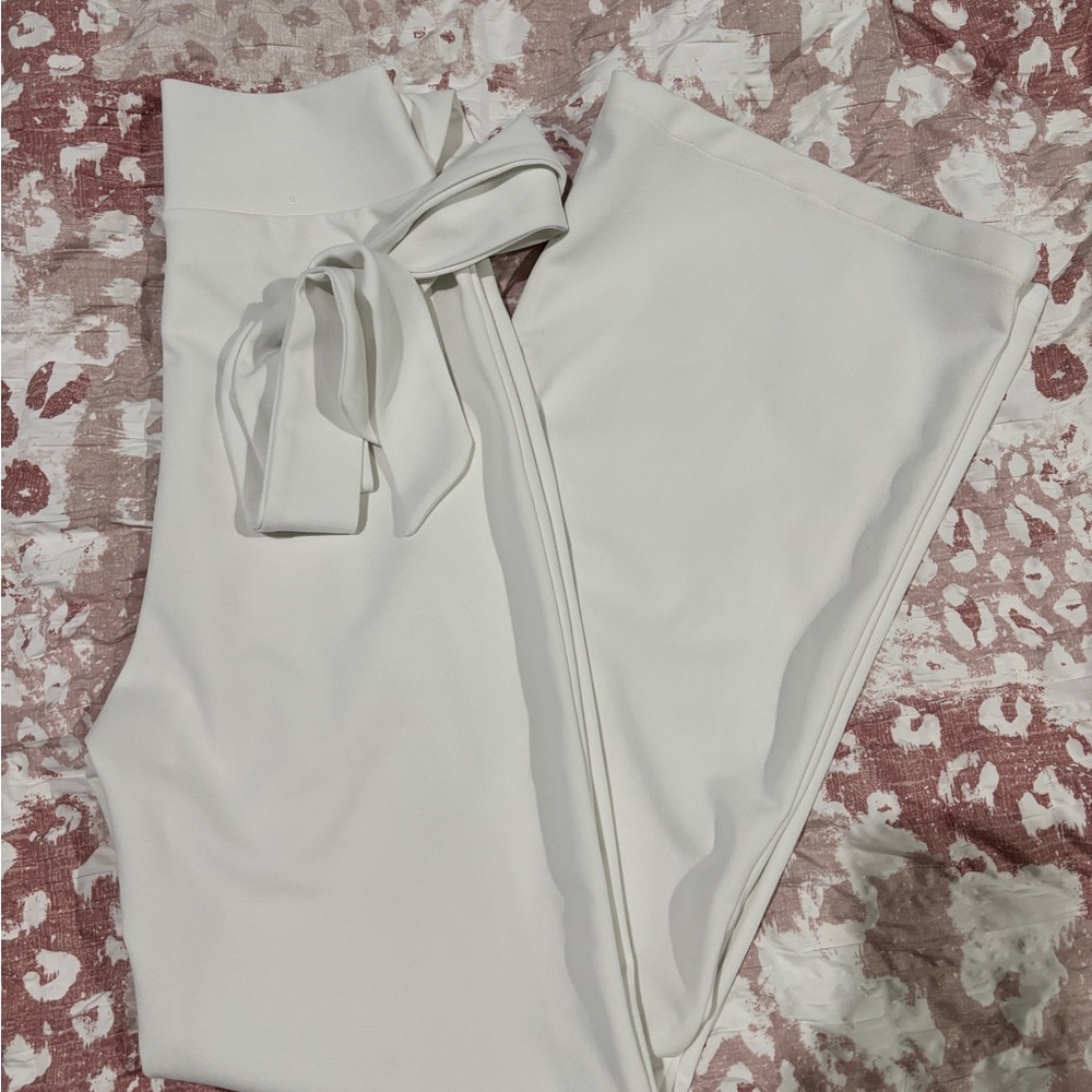 Elegant White Tie-Waist Pants